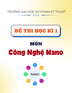 Đề thi học kì 1 môn Công nghệ Nano năm 2022-2023